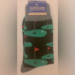 NEW~ Juncture Men's Crew Socks  "Golf Design " Fit Shoe Sizes 6-12